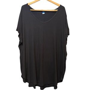 Old Navy Luxe Voop Tunic Black Short Sleeve Women's Tee Blackjack Color Size 4X